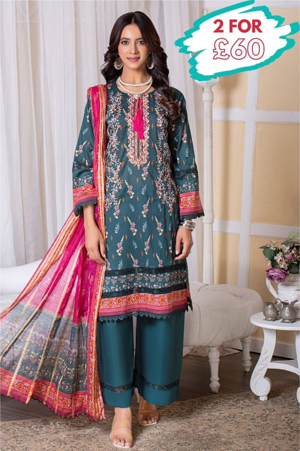 Munira Lawn 3 Piece Pakistani Suit MUN570 - Designer dhaage