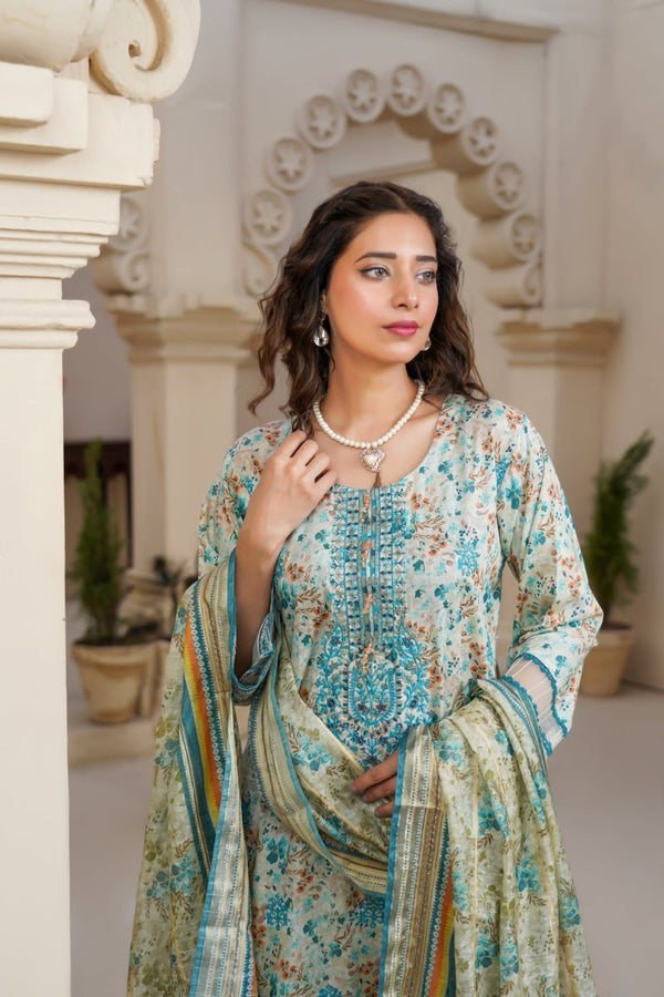 Munira Lawn 3 Piece Pakistani Suit MUN573 - Designer dhaage