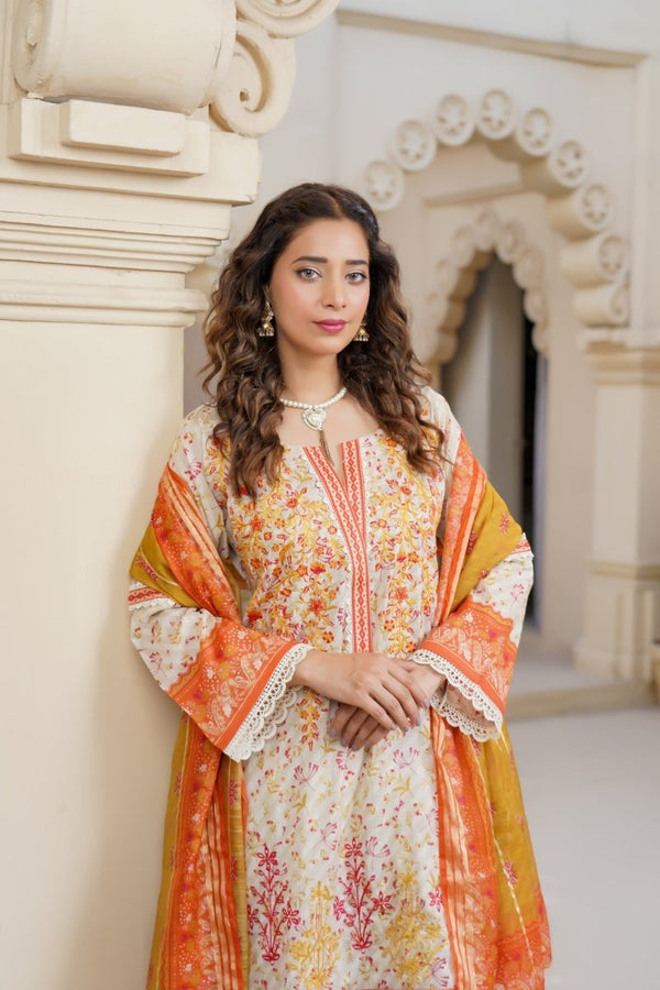 Munira Lawn 3 Piece Pakistani Suit MUN574 - Designer dhaage