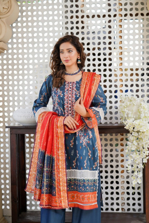 Munira Lawn 3 Piece Pakistani Suit MUN576 - Designer dhaage