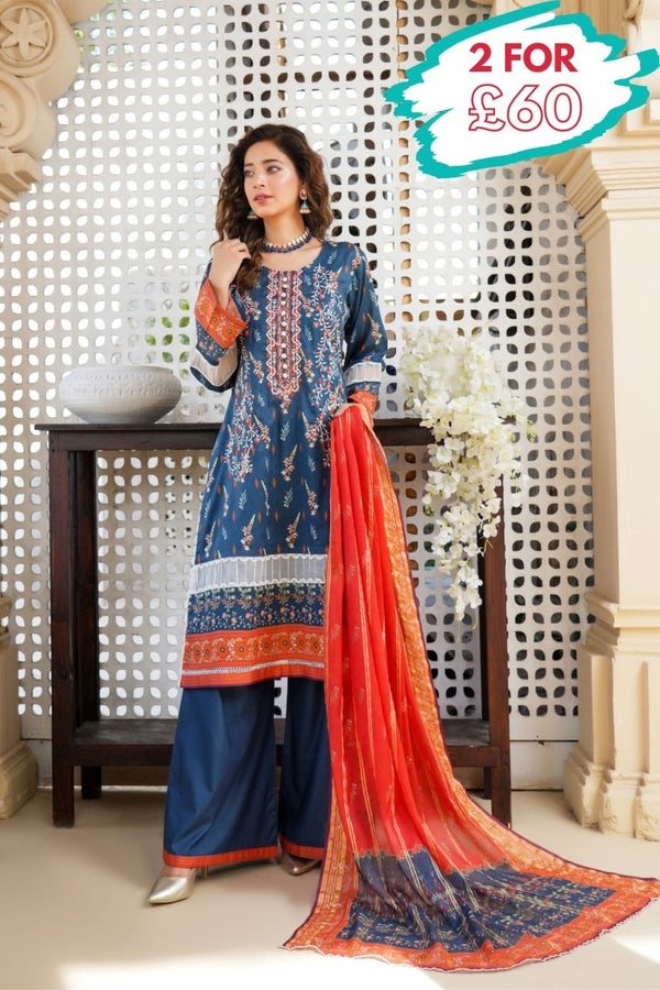 Munira Lawn 3 Piece Pakistani Suit MUN576 - Designer dhaage