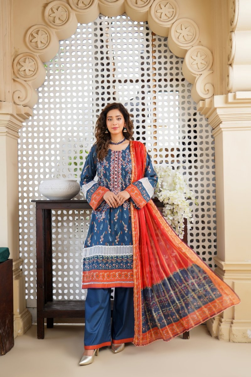 Munira Lawn 3 Piece Pakistani Suit MUN576 - Designer dhaage