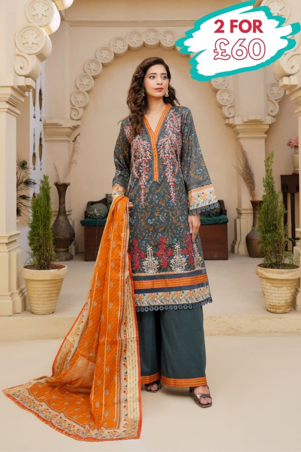Munira Lawn 3 Piece Pakistani Suit MUN578 - Designer dhaage