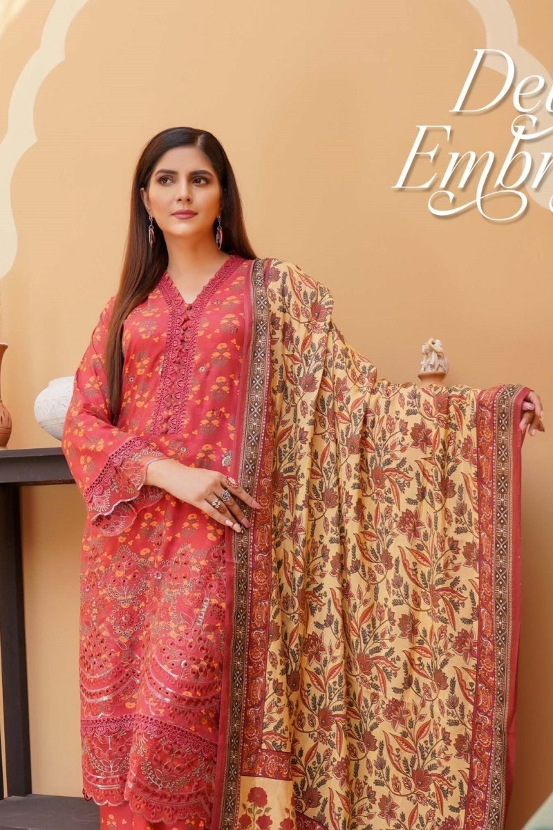 Munira Linen 3 Piece Pakistani Suit MUN594 - Designer dhaage