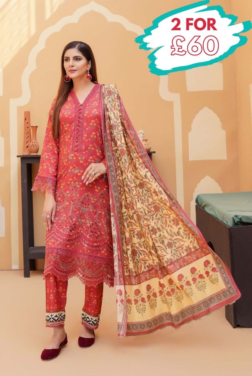 Munira Linen 3 Piece Pakistani Suit MUN594 - Designer dhaage