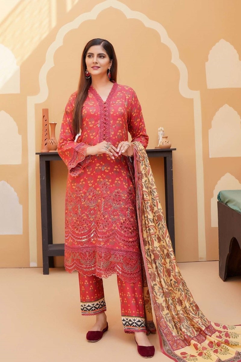 Munira Linen 3 Piece Pakistani Suit MUN594 - Designer dhaage