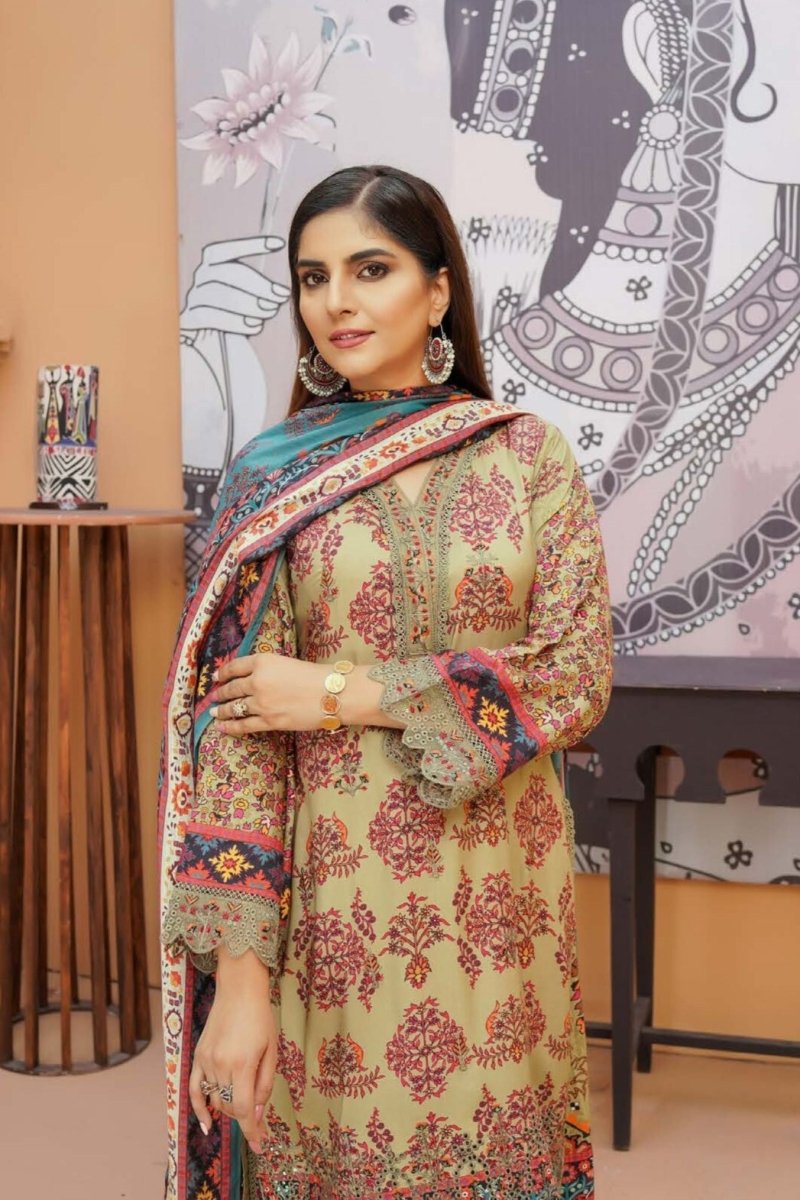 Munira Linen 3 Piece Pakistani Suit MUN595 - Designer dhaage