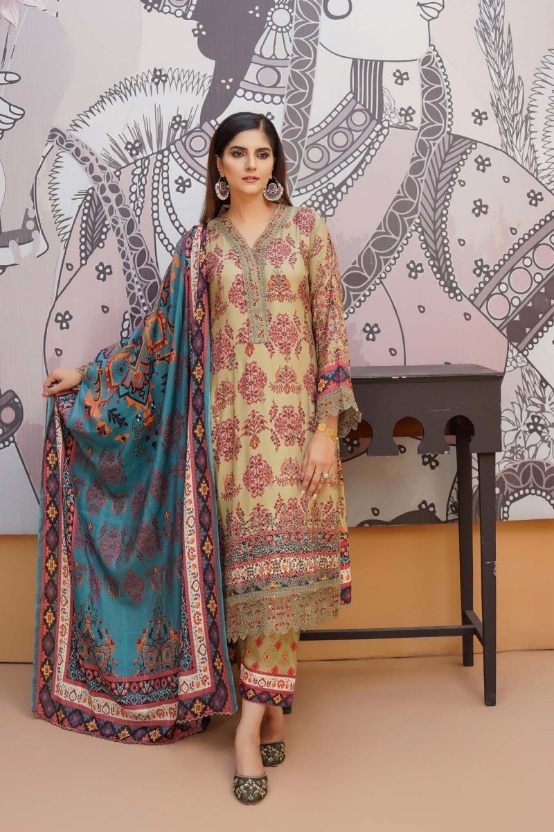 Munira Linen 3 Piece Pakistani Suit MUN595 - Designer dhaage