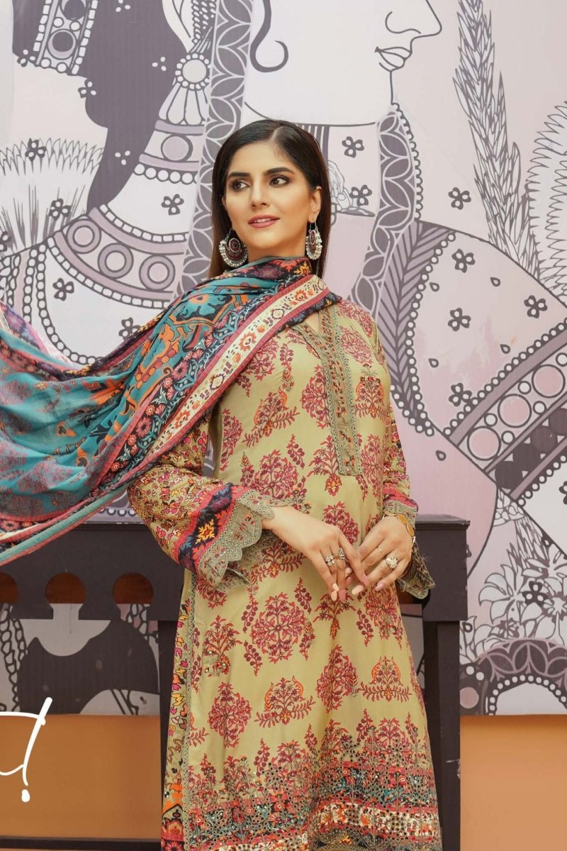 Munira Linen 3 Piece Pakistani Suit MUN595 - Designer dhaage