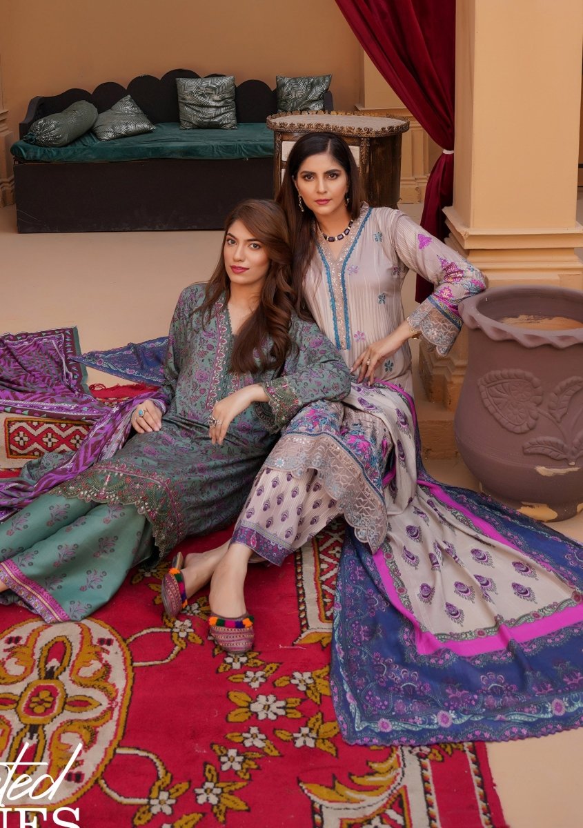 Munira Linen 3 Piece Pakistani Suit MUN596 - Designer dhaage