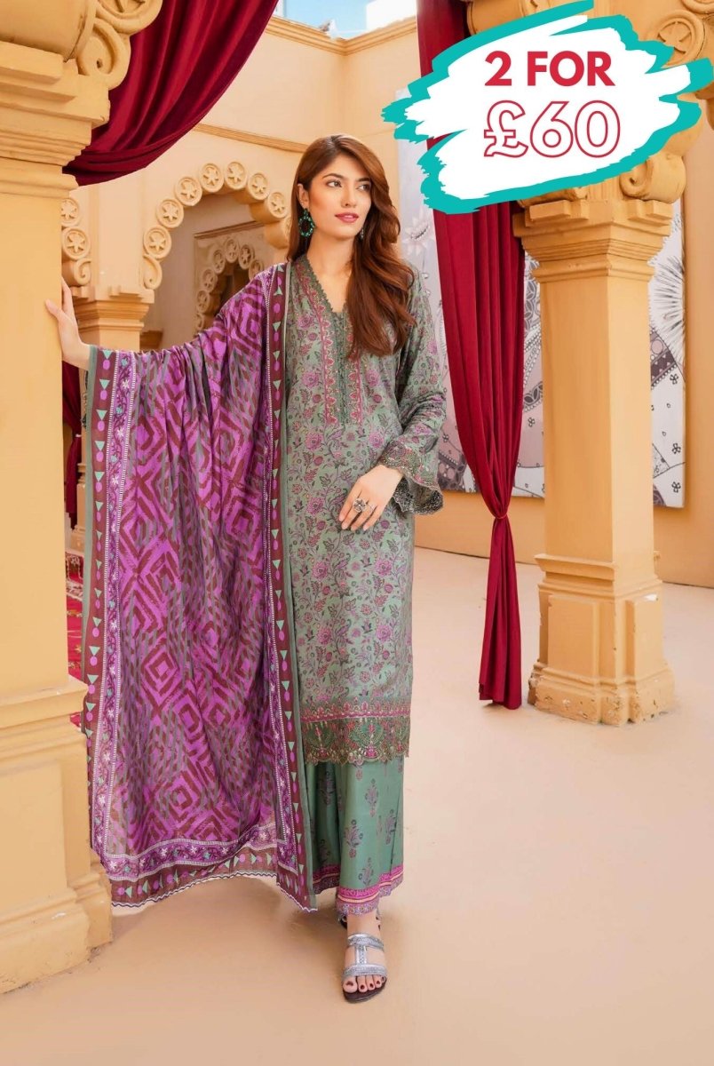 Munira Linen 3 Piece Pakistani Suit MUN597 - Designer dhaage