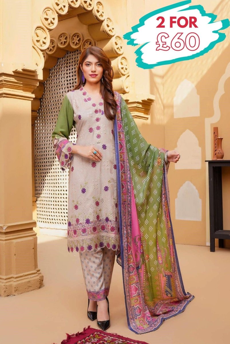 Munira Linen 3 Piece Pakistani Suit MUN598 - Designer dhaage