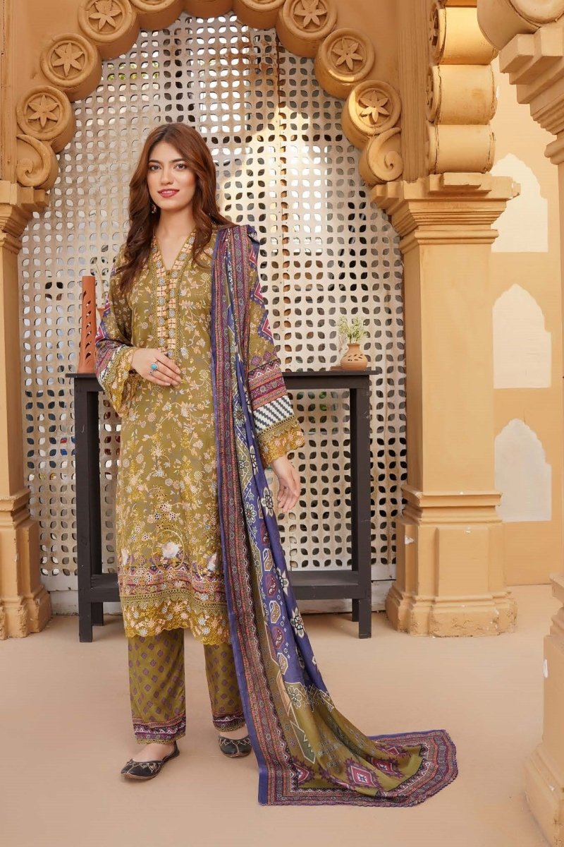 Munira Linen 3 Piece Pakistani Suit MUN599 - Designer dhaage