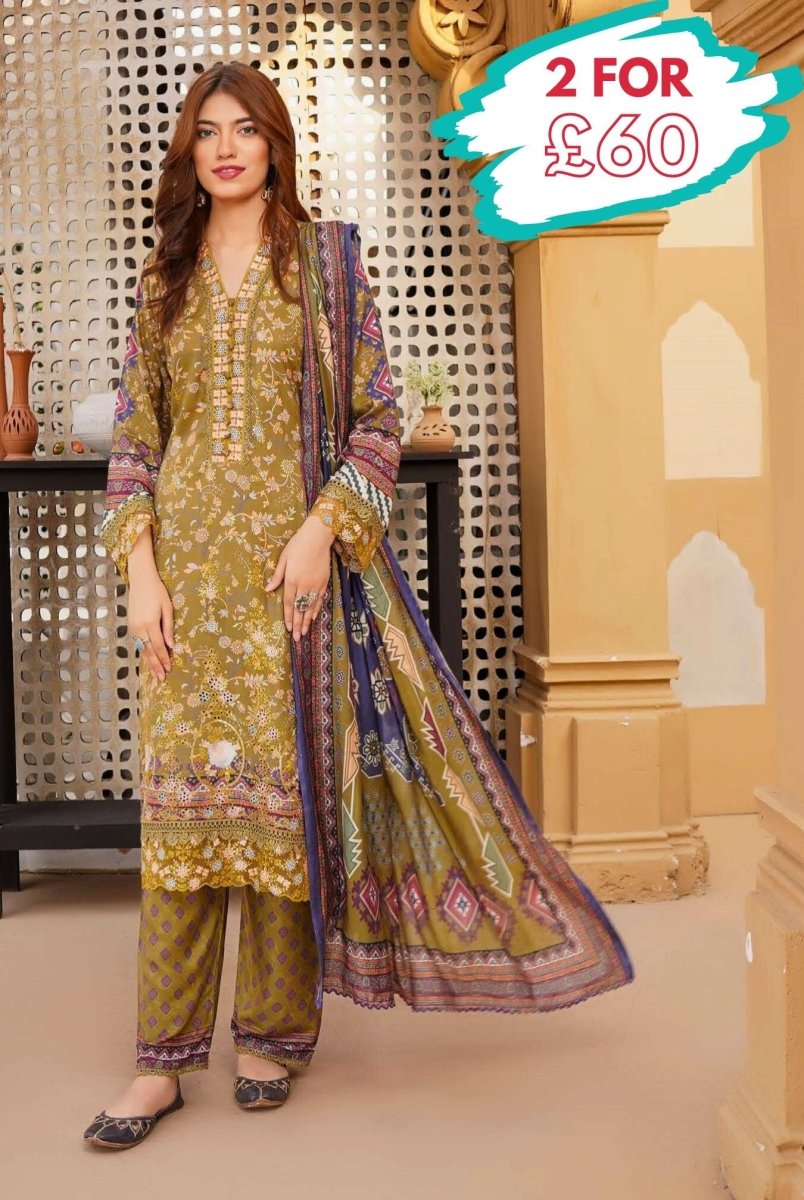 Munira Linen 3 Piece Pakistani Suit MUN599 - Designer dhaage