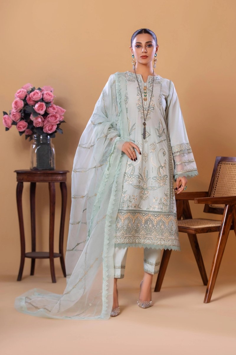 Parishey Embroidered 3 Piece Pakistani Suit PAR13-Designer dhaage