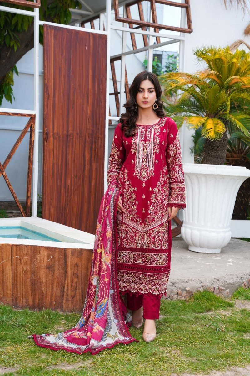 Sajni Embroidered Cotton Pakistani Suit SAJ09 - Designer dhaage