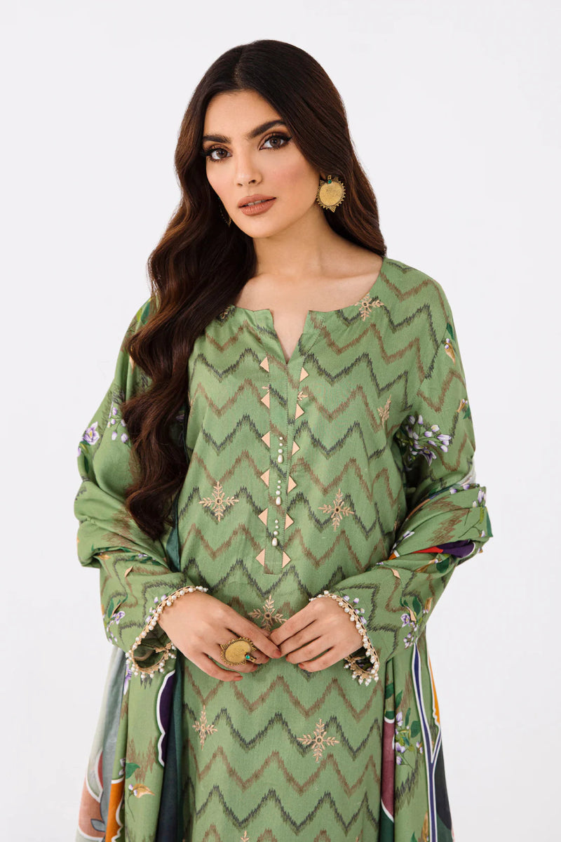 So Kamal Embroidered Linen 3 Piece Suit SKA65 - Designer dhaage