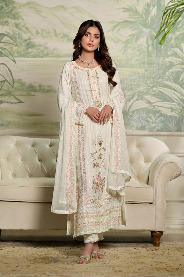 Wardah Uzair Embellished Chiffon Pakistani Wedding Wear WAR23 - Designer dhaage