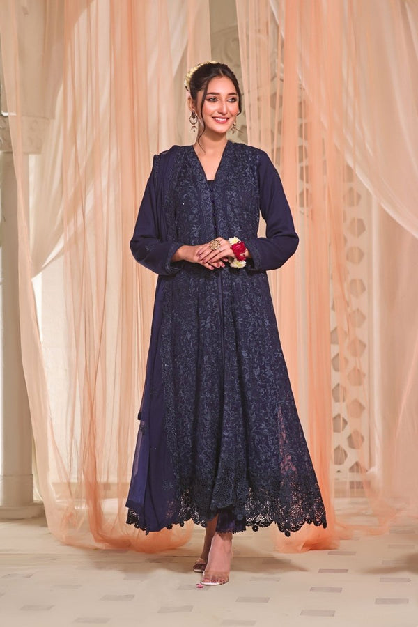 Wardah Uzair Pakistani Chiffon Gown Maxi Dress WAR30 - Designer dhaage