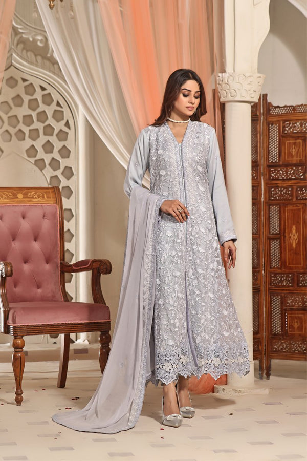 Wardah Uzair Pakistani Chiffon Gown Maxi Dress WAR31 - Designer dhaage