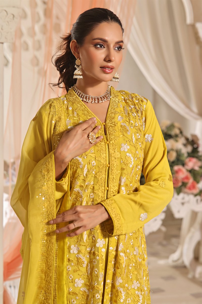 Wardah Uzair Pakistani Chiffon Gown Maxi Dress WAR32 - Designer dhaage