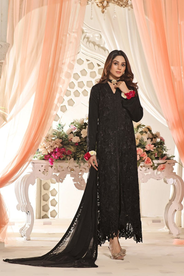 Wardah Uzair Pakistani Chiffon Gown Maxi Dress WAR33 - Designer dhaage