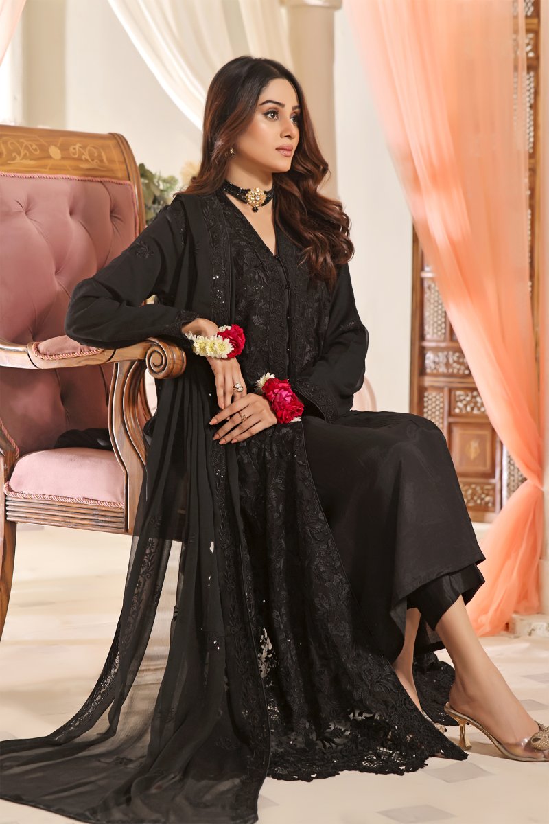 Wardah Uzair Pakistani Chiffon Gown Maxi Dress WAR33 - Designer dhaage